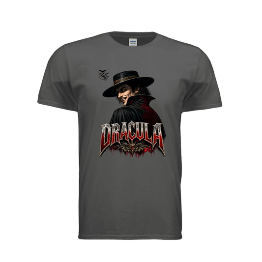 Count Dracula Halloween tshirt featuring fangs and an evil eye graphic